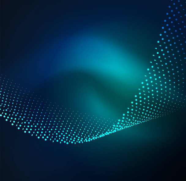 3D valaistu aalto hehkuva hiukkasia
 - Vektori, kuva