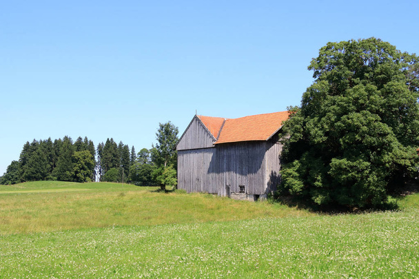 Old barn on the edge of a village - 写真・画像
