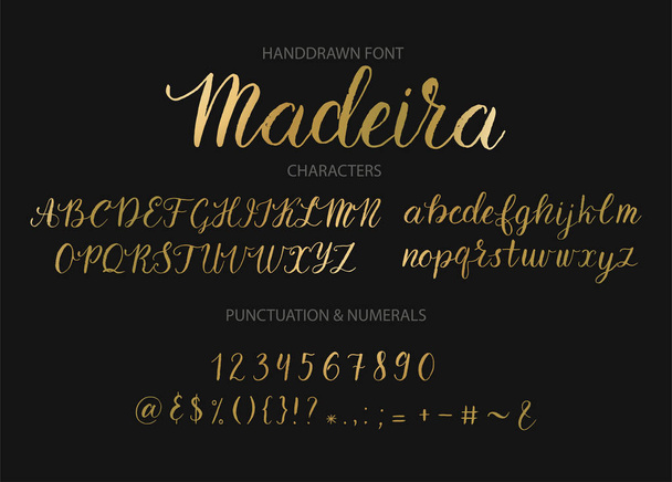 Handdrawn Vector Script font.  Brush style textured calligraphy cursive typeface. - Vector, Image