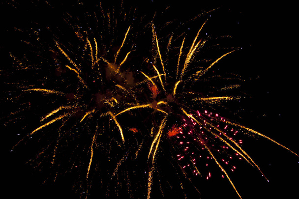 Colorful fireworks on the black night sky. - Fotografie, Obrázek