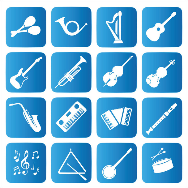Musical instruments icons set - Vektor, Bild