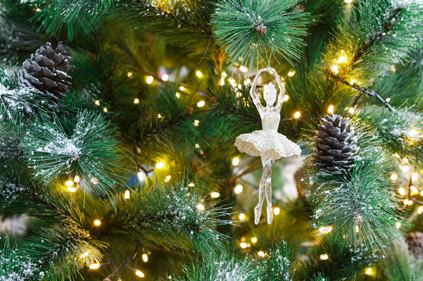 Christmas tree holiday background, closeup - Photo, Image