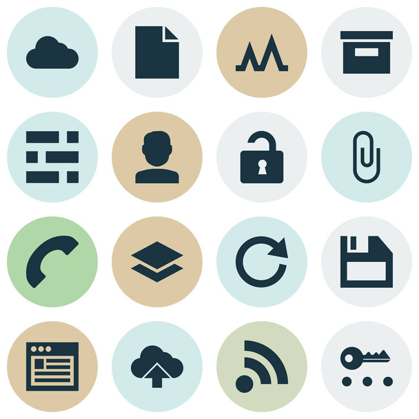 Conjunto de iconos de interfaz. Colección de Wifi, pin, búsqueda y otros elementos. También incluye símbolos tales como tubo, usuario, ficha
. - Vector, imagen