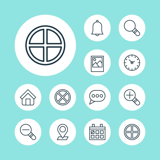 Internet Icons Set. Collection Of Bell, Exit, Time And Other Elements. Also Includes Symbols Such As Clock, Bubble, Alert. - Vector, Image