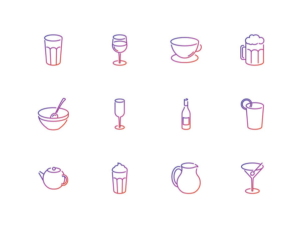 Set of vector icons of drinks - Vector, Image