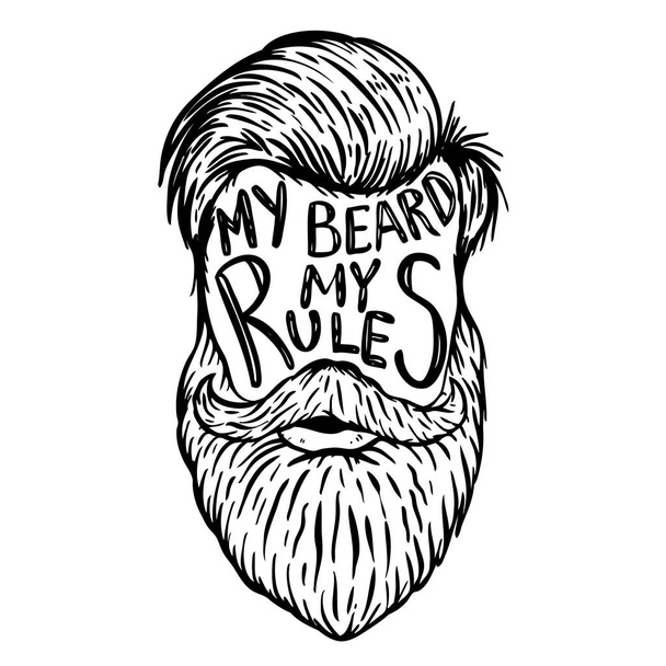 My beard my rules. Human beard with hand drawn lettering.  - Vector, Imagen