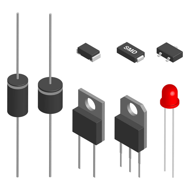 Set of different diodes in 3D, vector illustration. - Vector, Image