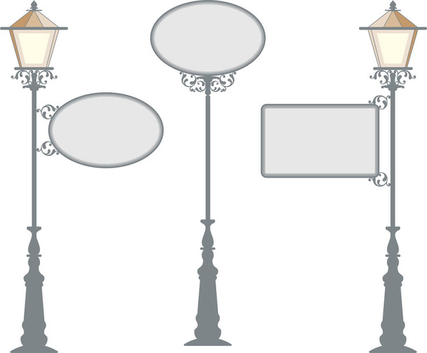 Smeedijzeren Signage met Lamp, lantaarn - Vector, afbeelding