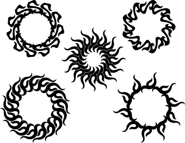 Sol del tatuaje, diseño tribal de llama
 - Vector, Imagen