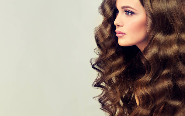 girl with long  and   shiny wavy hair - Photo, Image