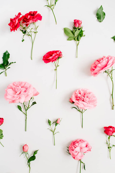 μοτίβο από ροζ και κόκκινα τριαντάφυλλα - Φωτογραφία, εικόνα