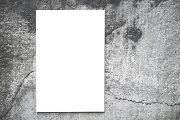 White empty blank canvas mockup on concrete wall - Foto, afbeelding