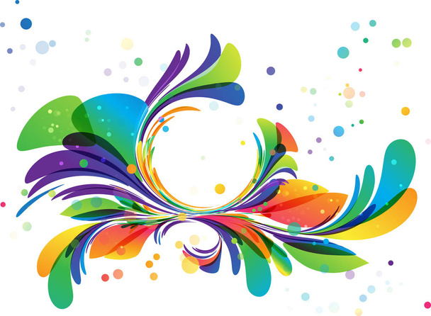 Красочный цветочный орнамент, круглая рамка на белом
 - Вектор,изображение