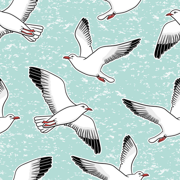 Vector seamless pattern with seagulls - Vektor, obrázek