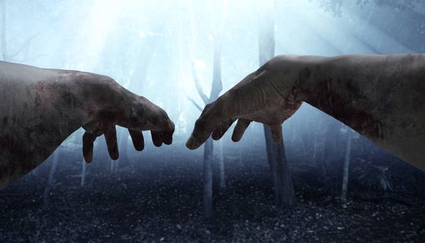 First person view of zombie hands - Foto, afbeelding