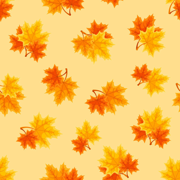 Seamless pattern with autumn maple leaves. Vector illustration.  - Vetor, Imagem