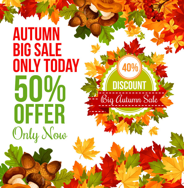 Autumn sale discount offer banner template design - Vector, Image