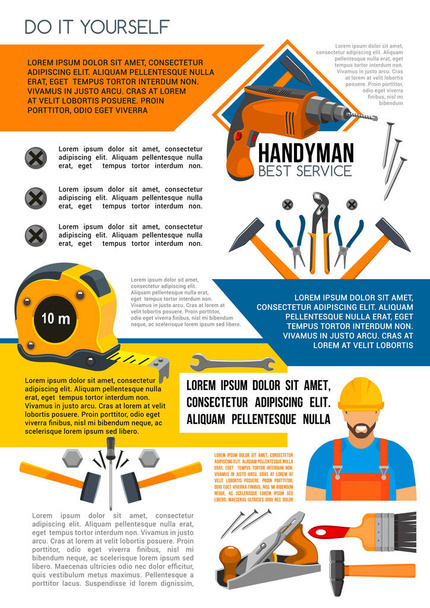 Cartel de servicio Handyman del hombre con herramienta de trabajo
 - Vector, Imagen
