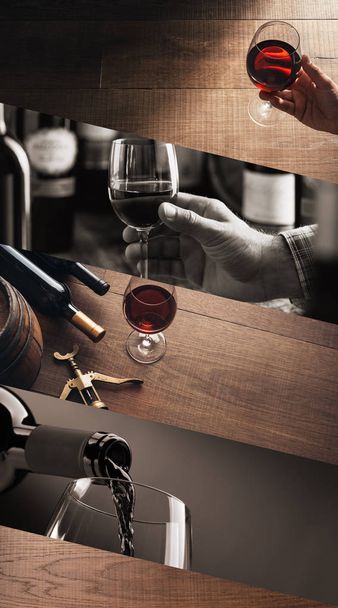 Wine tasting and winemaking photo collage - Foto, Imagem
