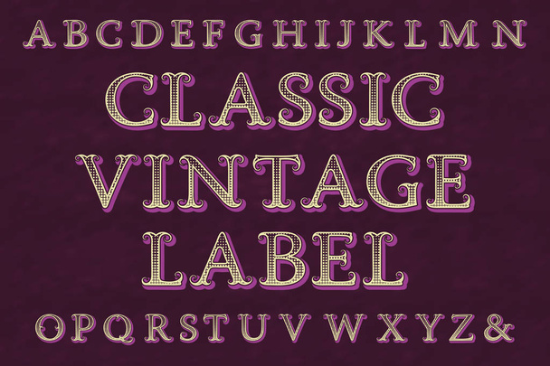 Klassieke vintage label lettertype. Geïsoleerde Engelse alfabet. - Vector, afbeelding