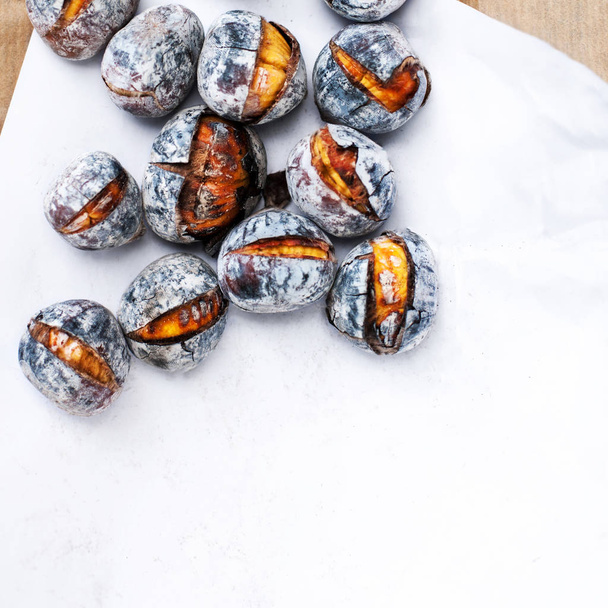 Roasted chestnuts with copy space.  - Photo, image