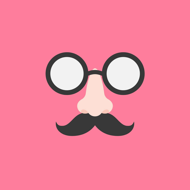 óculos de disfarce, nariz e bigode para festa, ícone de design plano
 - Vetor, Imagem