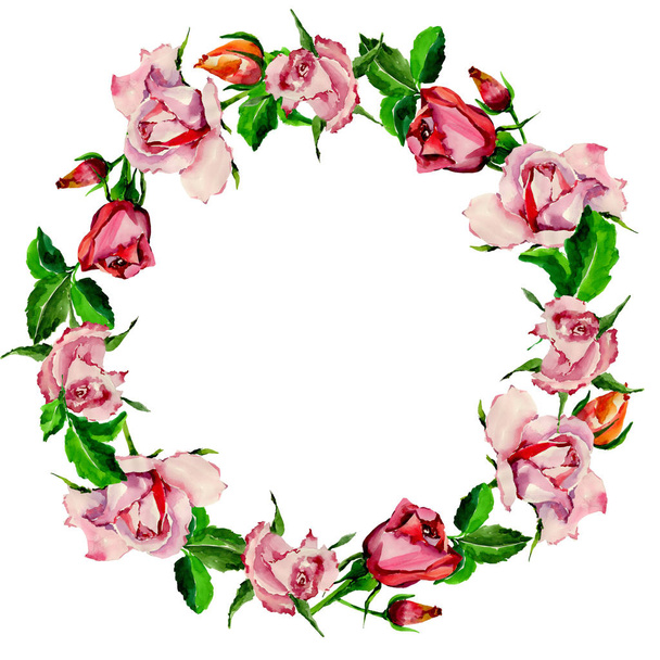 Цветочный венок из цветка дикой розы в акварельном стиле
. - Фото, изображение