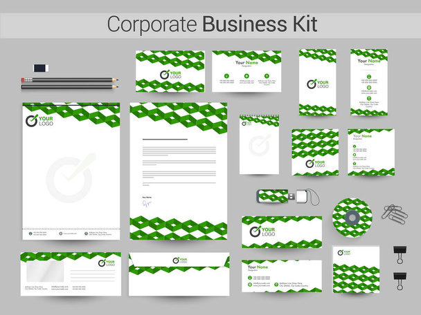 Corporate Kit tożsamości z Zielony Abstrakcja design. - Wektor, obraz
