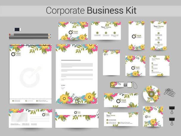 Identidade corporativa floral ou kit de negócios
. - Vetor, Imagem