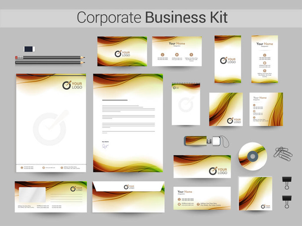 Corporate Business Kit with abstract waves. - Vector, Image