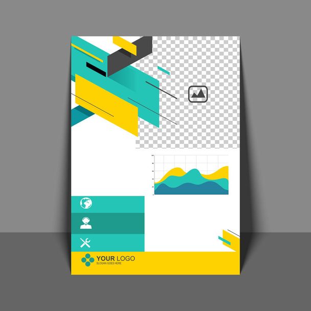 Professional Flyer in green and yellow color, Corporate Brochure - Vector, Image