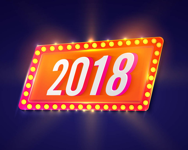 2018 το νέο έτος γιορτές ιδέα, με τέντα φώτα purpl - Διάνυσμα, εικόνα