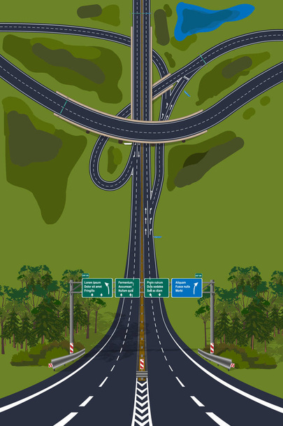 Aerial View - Top View Roads Intersections, Highways. - Vector, Image