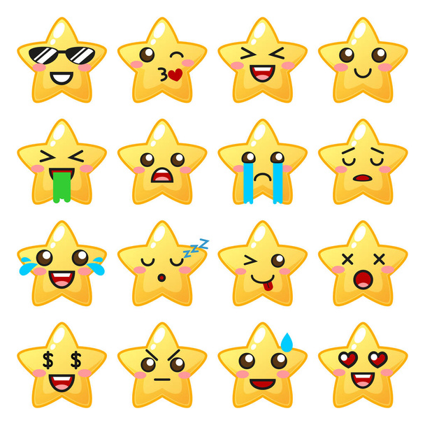 Star emoji. Cute emoticons - Wektor, obraz