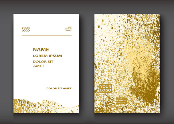 Gold paint splash, splatter explosion glitter artistic frame cov - Vector, Image