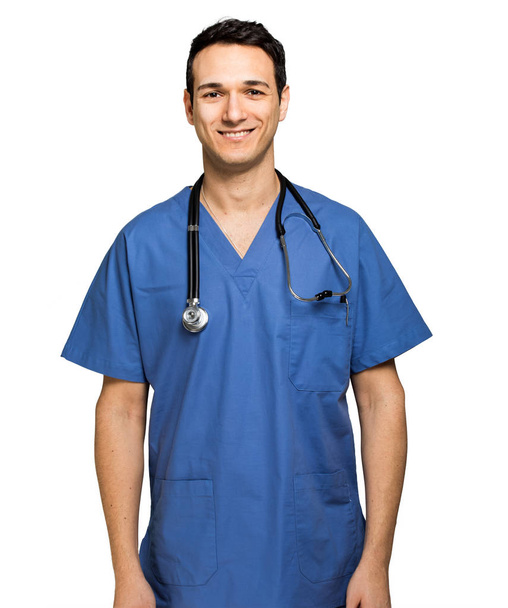 Male nurse isolated on white - Photo, image