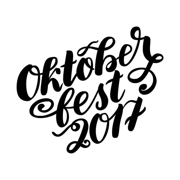 Oktoberfest 2017 letras desenhadas à mão. Ilustração de letras vetoriais isolada sobre branco. Modelo para o tradicional festival alemão Oktoberfest bier
. - Vetor, Imagem