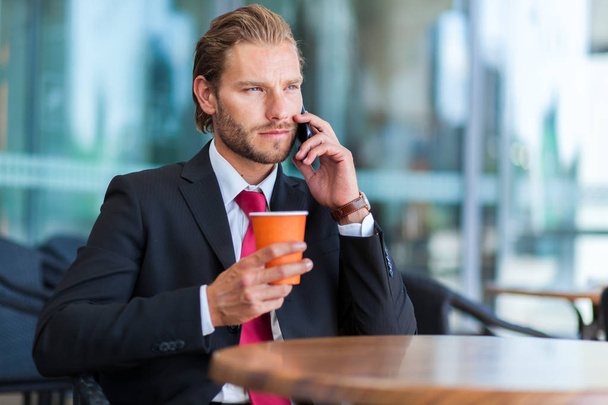 handsome businessman talking on phone - Foto, Imagem