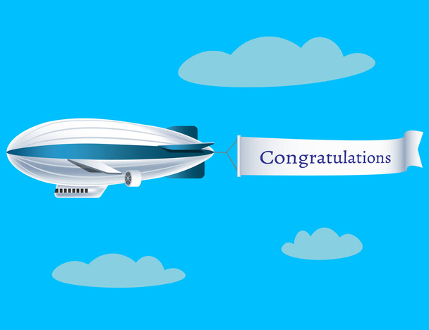 Zeppelin with text congratulations. - Vector, imagen