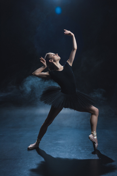 ballerina dancing in black tutu - Foto, Imagem