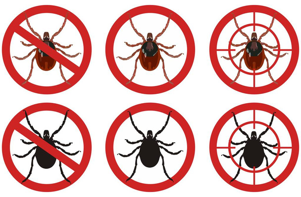 Stop mite signs. Set of insect pest control signs. Vector illustration. - Vector, Image