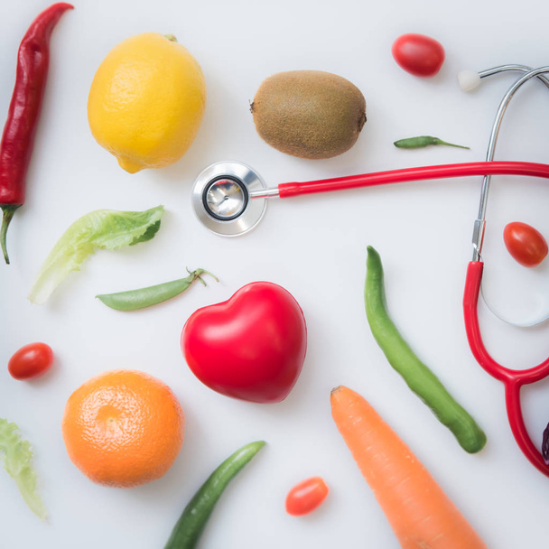 a selection of fresh vegetables for a heart healthy diet as recommended by doctors and medical professionals - Fotografie, Obrázek