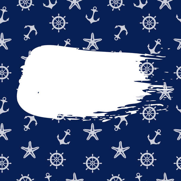 Blue Marine Pattern With Blot - Vektor, kép