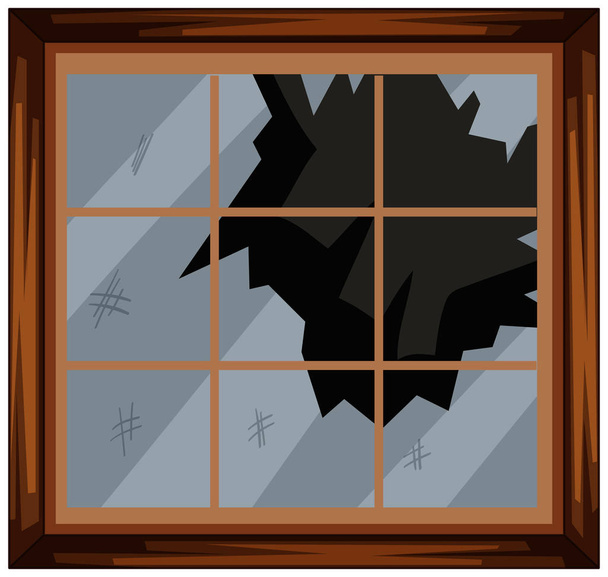 Τετράγωνο παράθυρο με σπασμένο γυαλί - Διάνυσμα, εικόνα