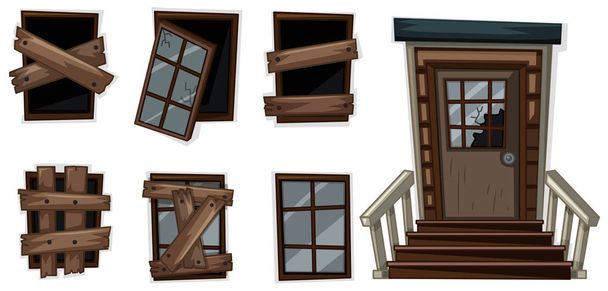 Different shapes of broken windows - Vector, Image