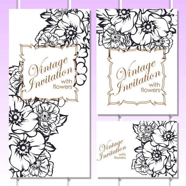 Vintage floral wedding invitation card - Вектор, зображення