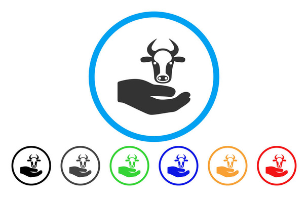 Cow Care Hand Rounded Icon - Vector, Image