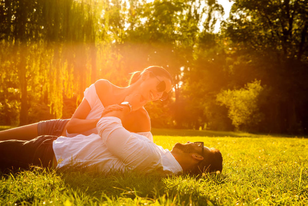 Nice young couple in the park	 - 写真・画像