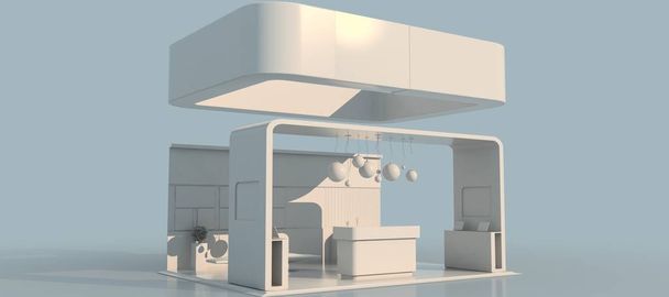 3d rendering of a white exhibition design - Photo, Image