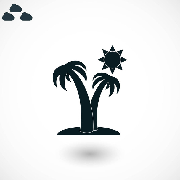 Palmbomen en zon pictogram - Vector, afbeelding